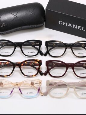 CHANEL Women's Glasses Set in Black, Tortoise, Burgundy, Clear, Pink Ombre